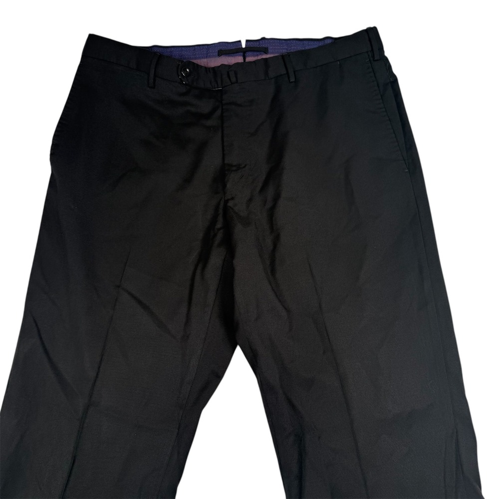 Incotex Dress Pants Mens 38 Black Super 100s Wool Classic Fit Pattern B Luxury